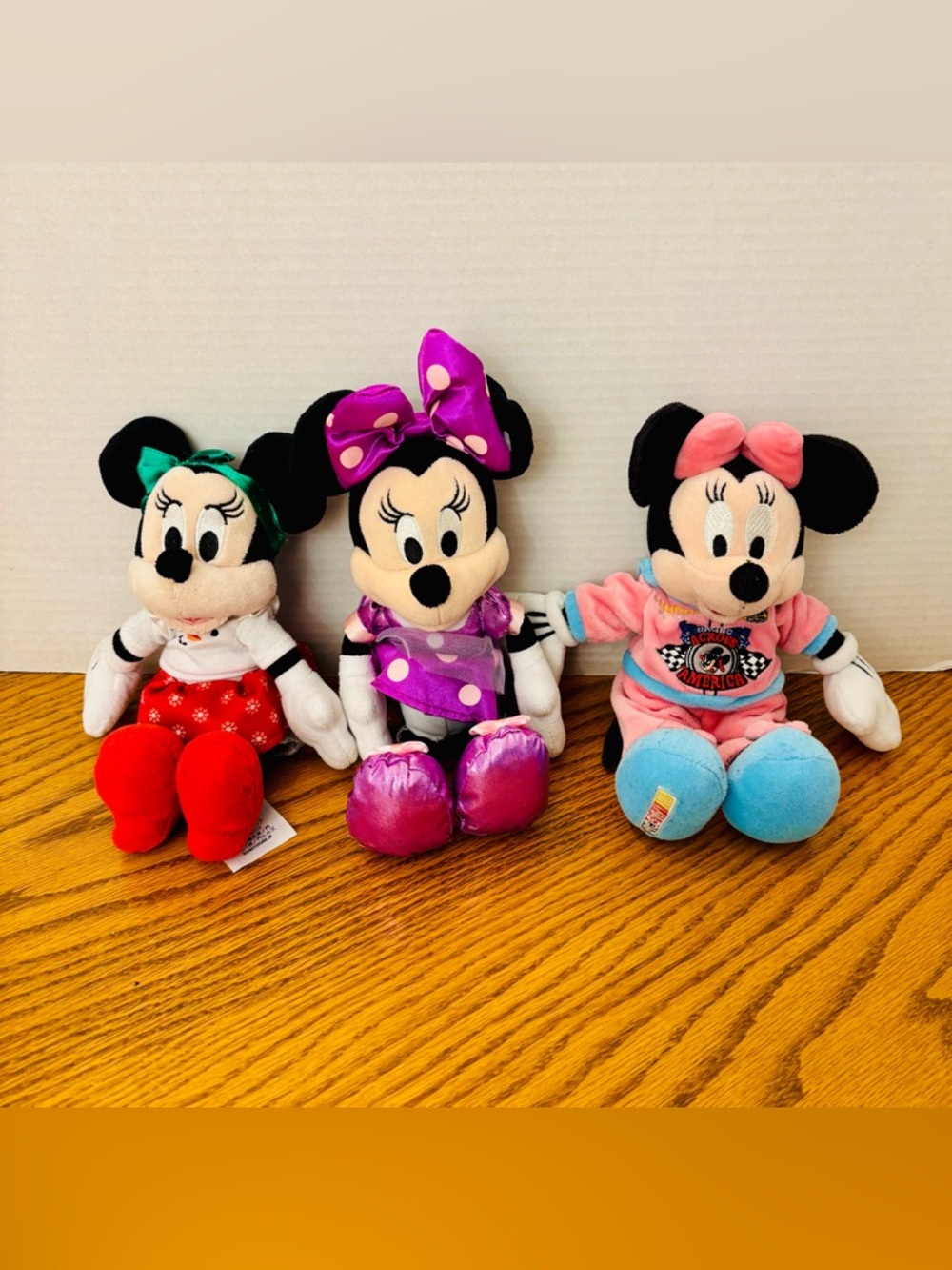 Disney Minnie Mouse lot of 3 plush toys stuffed animal Daytona Raceway Minnie